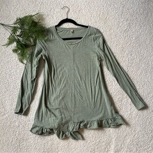 Wishlist | ruffle detail long sleeve tunic in seafoam green
